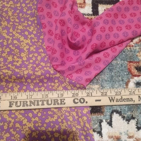 LOGO Lori Goldstein Purple Floral Peasant Button Up Blouse Sz M Boho Oversized - Picture 7 of 8